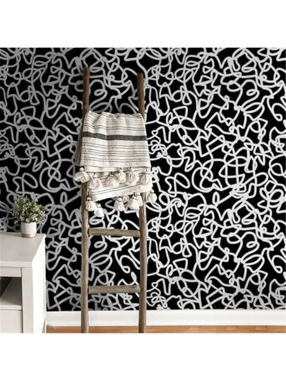 Black White Peel Stick Wallpaper Modern Abstract Contact Paper Wall Decor